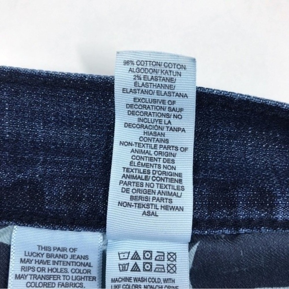 Lucky Brand 221 Original Straight Men's Dark Blue Wash Denim Jeans Distressed 38 - Picture 11 of 13
